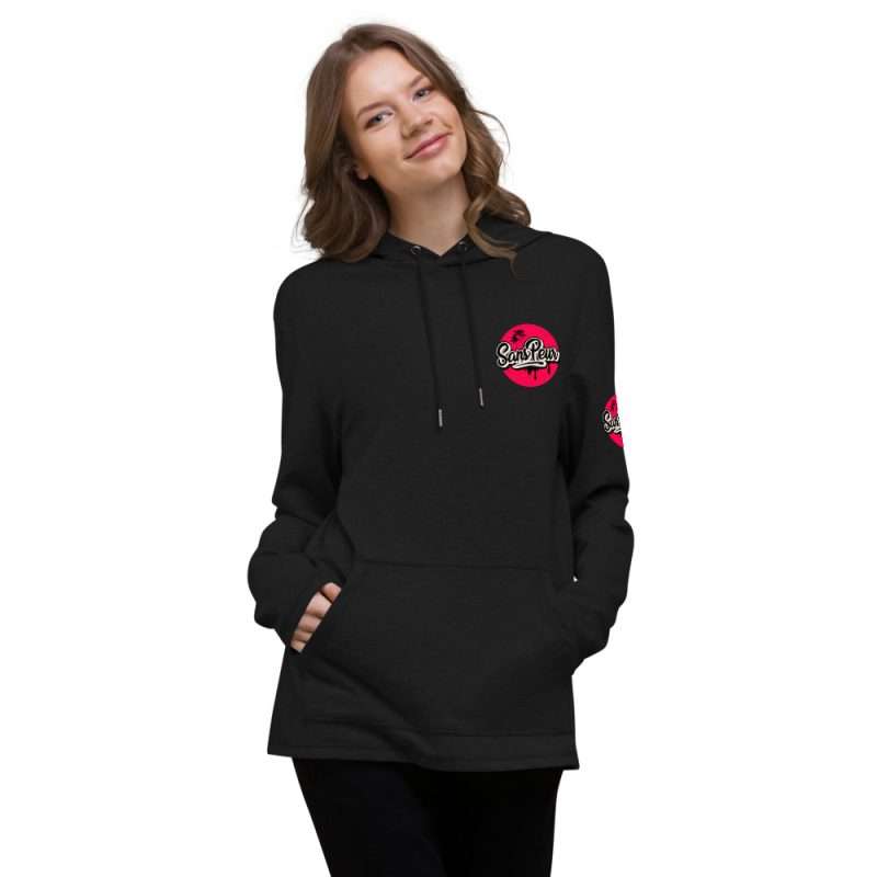 unisex lightweight hoodie black front 601ea14547eac