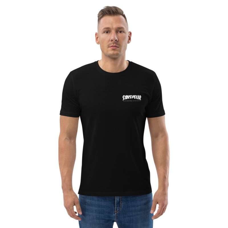 unisex organic cotton t shirt black front 2 6017f6b141254