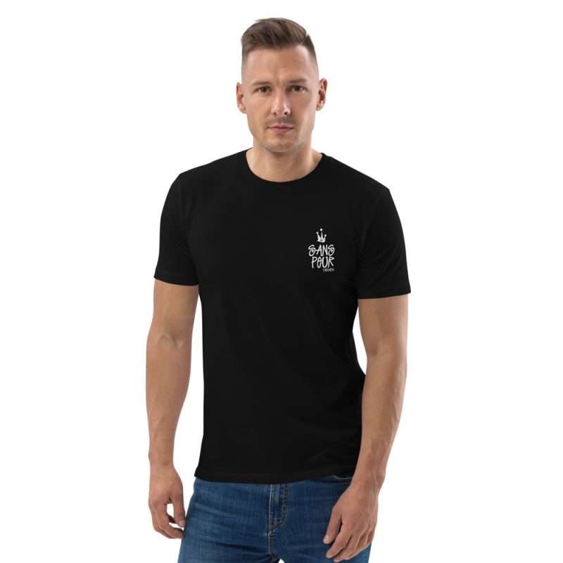 unisex organic cotton t shirt black front 603b03c55b2cf