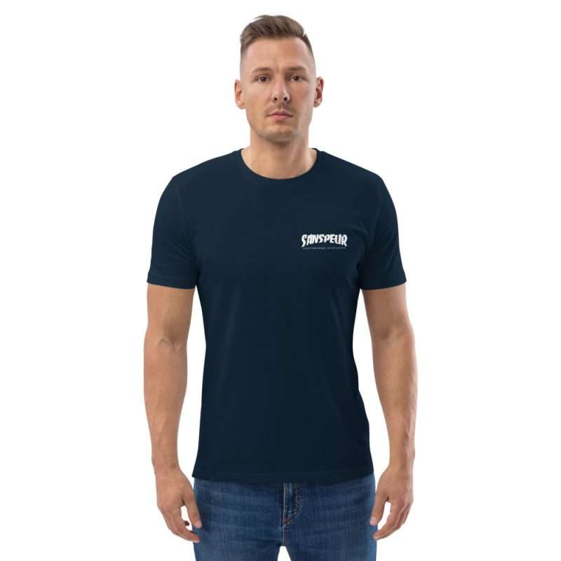 unisex organic cotton t shirt french navy front 2 6017f6b1415e6