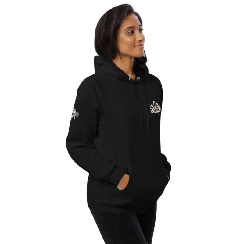 unisex fleece hoodie black right front 6061c6d116300