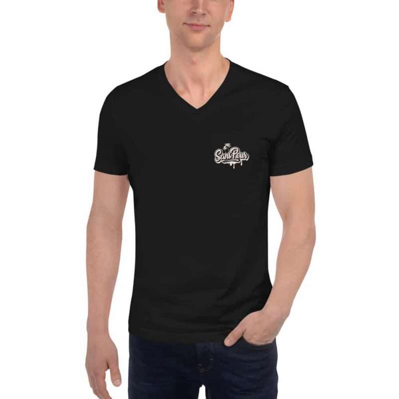 unisex v neck tee black front 605fde826f005