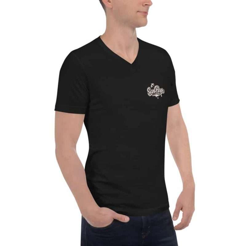 unisex v neck tee black right front 605fde826f097