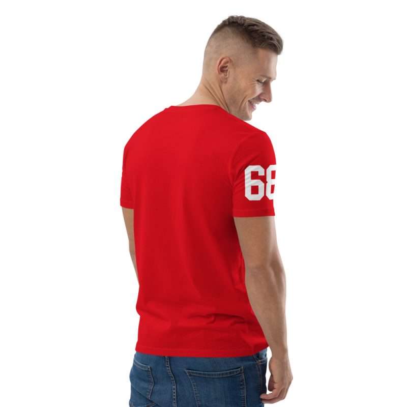 unisex organic cotton t shirt red right back 60d99a0bd5ddc