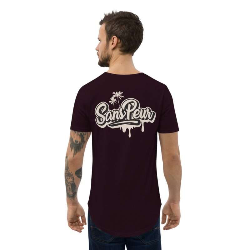 mens curved hem t shirt oxblood black back 6112743d91529