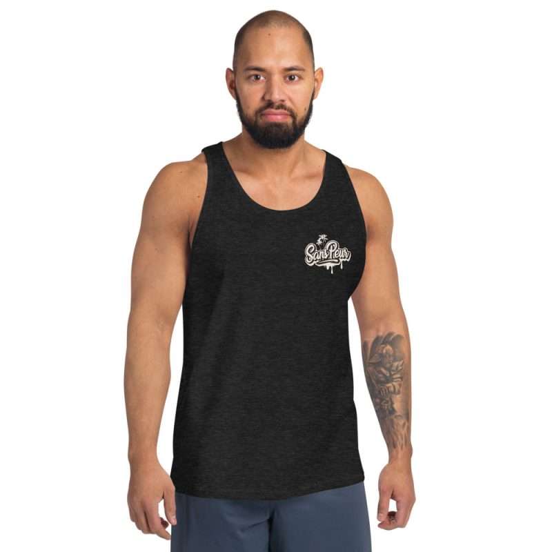 mens staple tank top charcoal black triblend front 61b2e85a50ce4