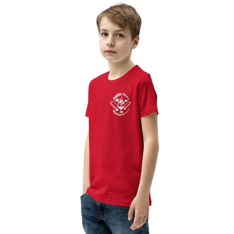 youth staple tee red left front 62975eaf7ae2b