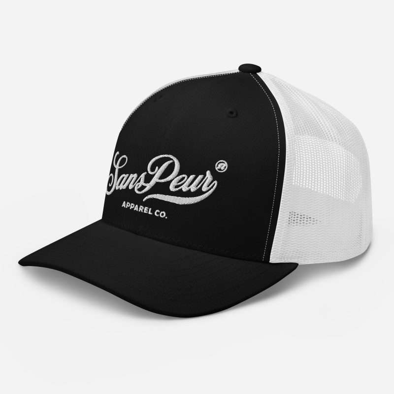 retro trucker hat black white left front 63312388abce7 1