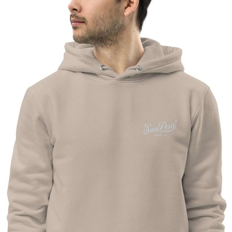 unisex essential eco hoodie desert dust zoomed in 6348ac7901908