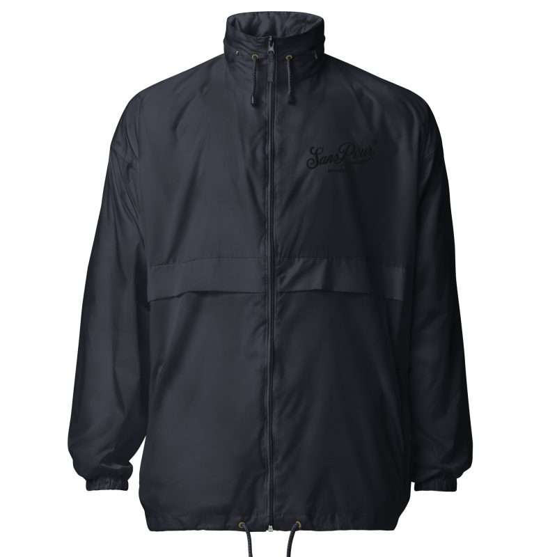 basic unisex windbreaker navy front 641e8ae5abfc2